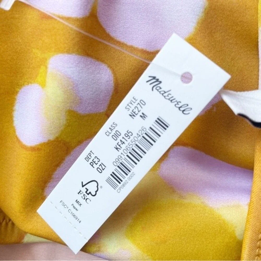 Madewell Yellow Floral Lace-Up One-Piece Swimsuit